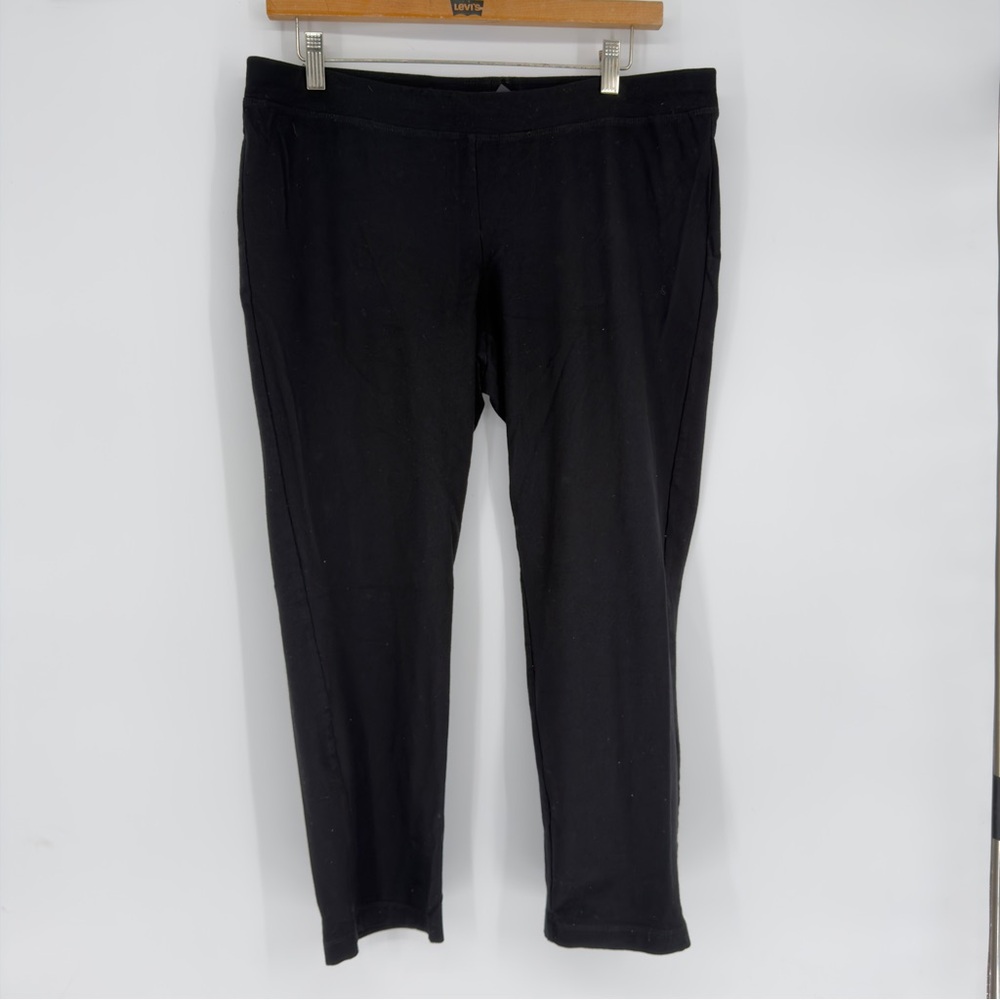 Eileen Fisher Black Slim Straight Leg Pull On Pants Petite Large